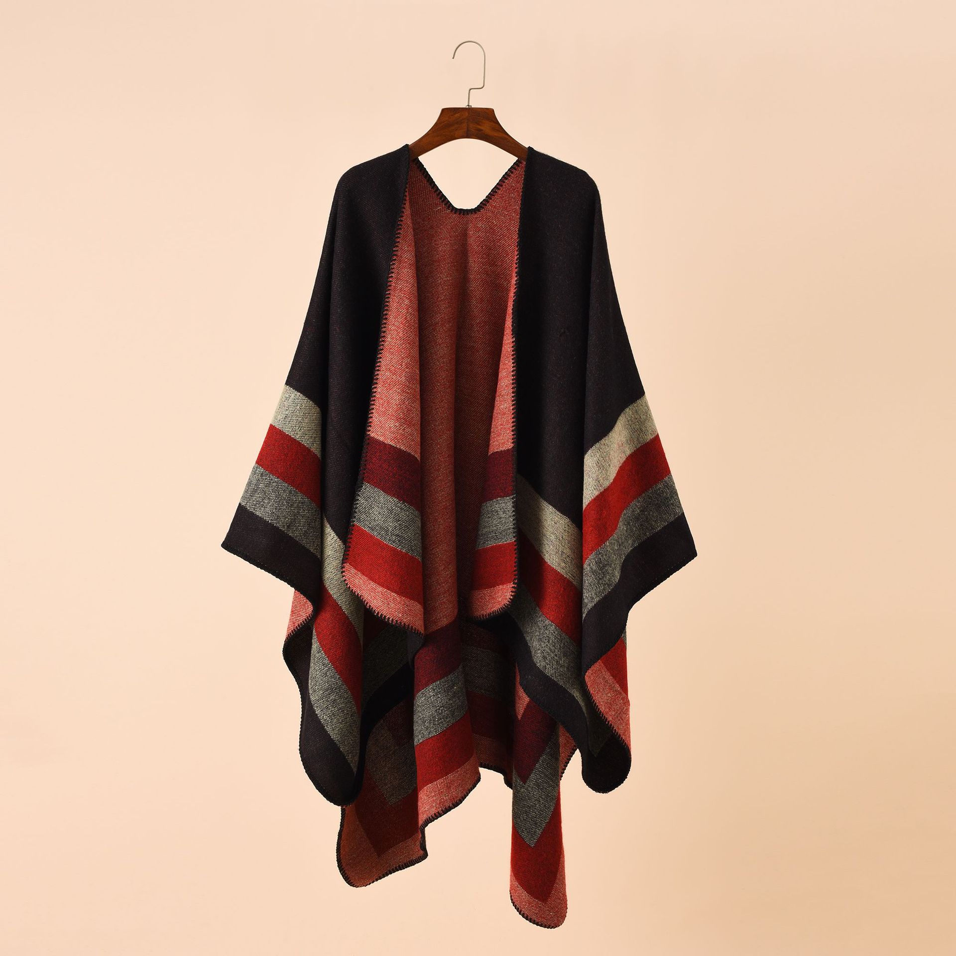 Cashmere Pashmina Wrap - Ponchos y capas a cuadros cálidos