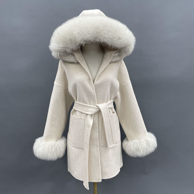 Wool Coat Peacoat - MISSJANEFUR-abrigo de lana con cuello de
