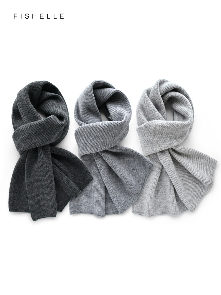 Wool Scarf Men - Bufanda de Cachemira de color gris