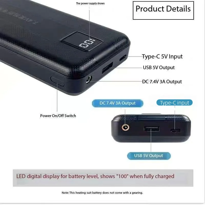 Heated Vest Battery - Nuevo Banco de energía de gran