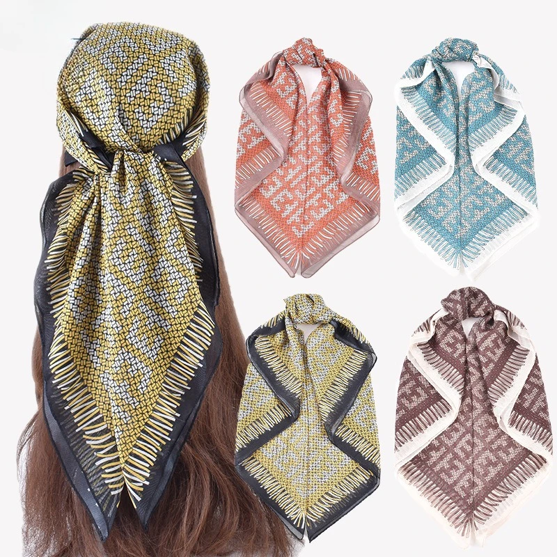 Shawl Wrap Winter - Bufanda cuadrada de seda ligera impresa