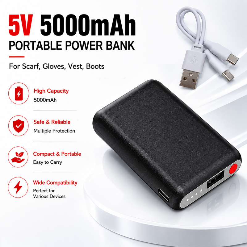 Heated Vest Battery - Batería Externa Recargable de 5V 5000mAh