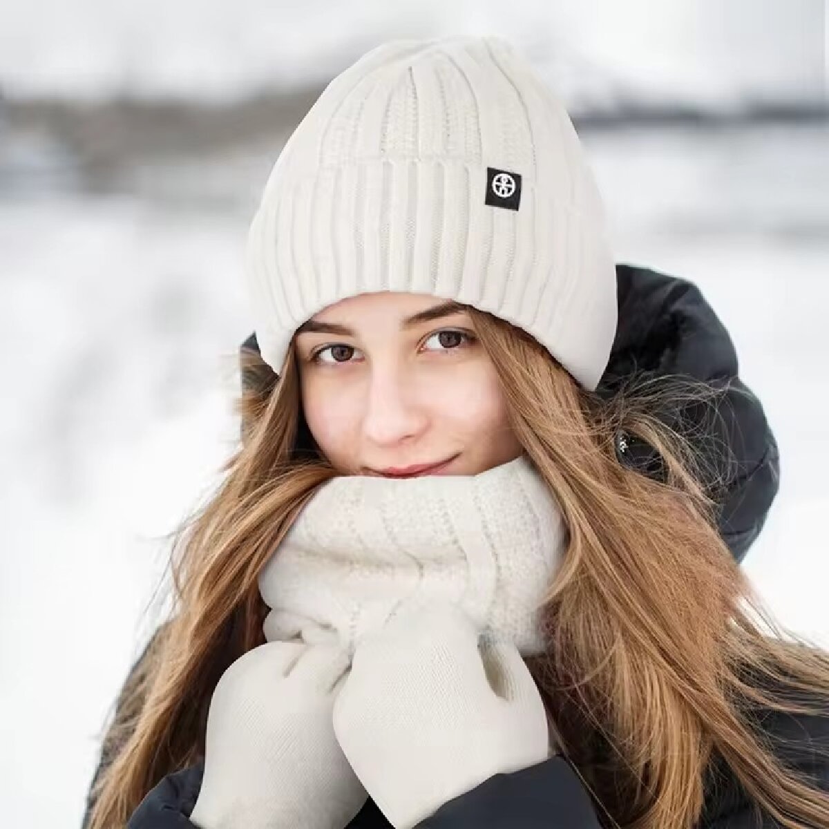 Wool Scarf Men - 3 uds gorro de invierno guantes