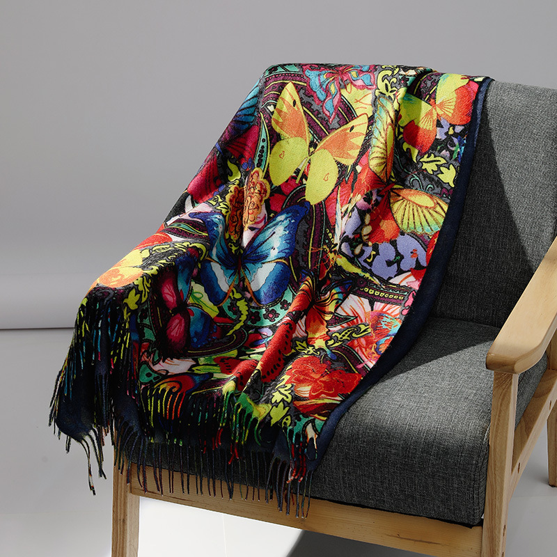 Cashmere Pashmina Wrap - Bufanda de Cachemira con pintura al
