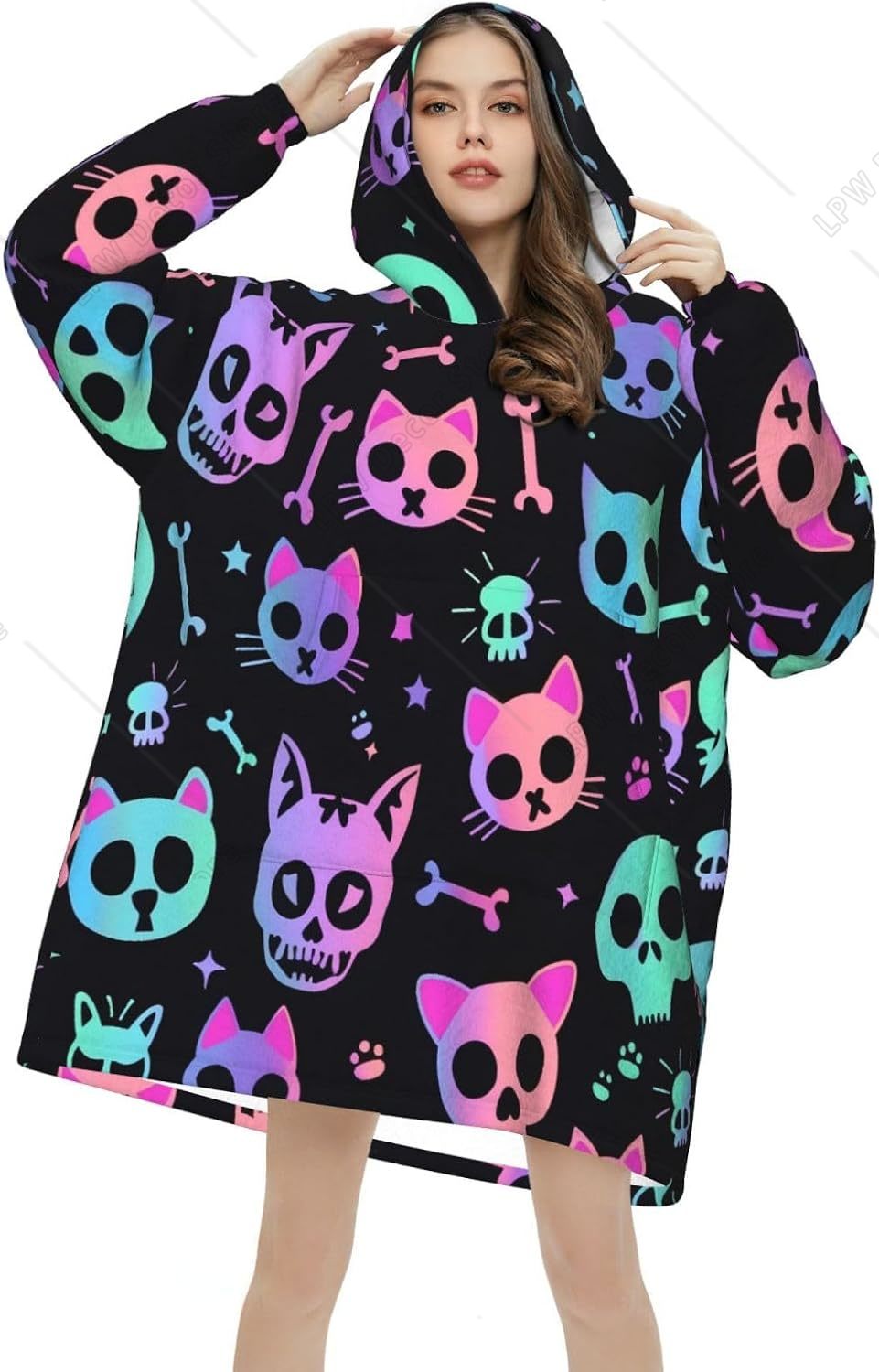 Manta con Capucha de Calaveras - Sherpa Hoodie Fleece reseña y precio