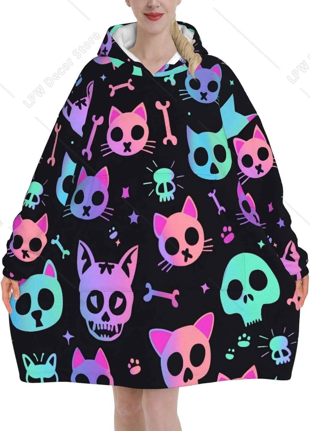 Manta con Capucha de Calaveras - Sherpa Hoodie Fleece reseña y precio
